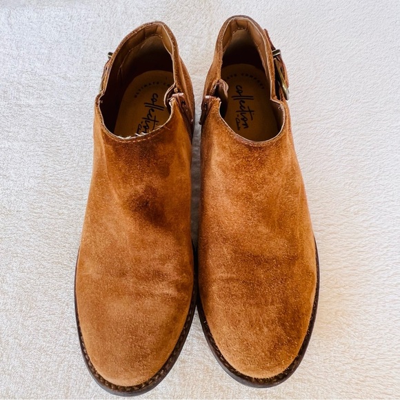 CLARKS CAMZIN SUEDE BUCKLE LOAFERS  SHOOTIES CHESTNUT BROWN SIZE 7.5 - Picture 11 of 12